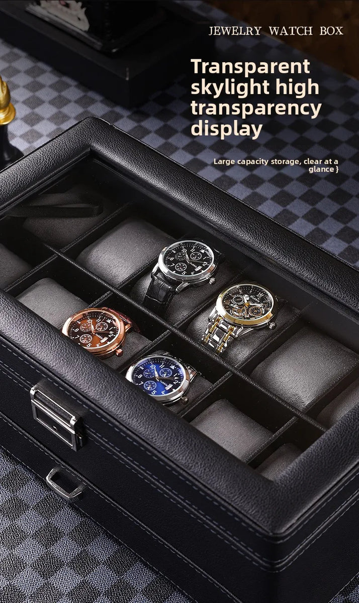 Boîte à montres de luxe verrouillable 12 places