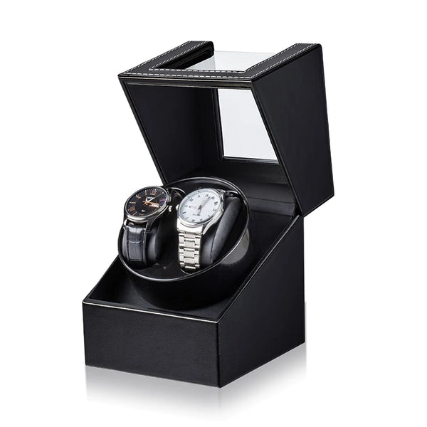 Remontoir de montre double en cuir, 2 montres