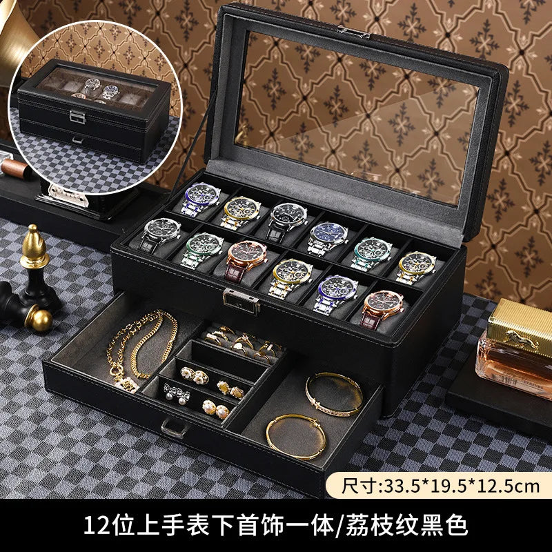 Boîte à montres de luxe verrouillable 12 places