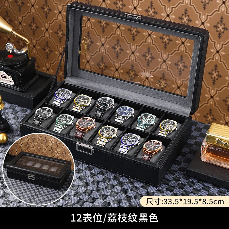 Boîte à montres de luxe verrouillable 12 places
