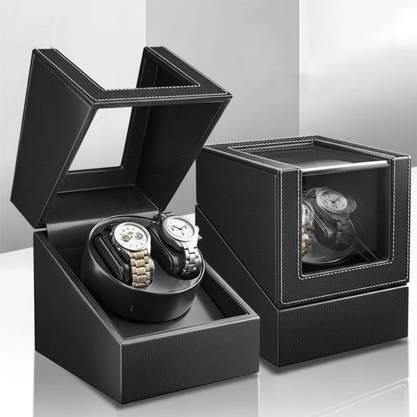 Remontoir de montre double en cuir, 2 montres