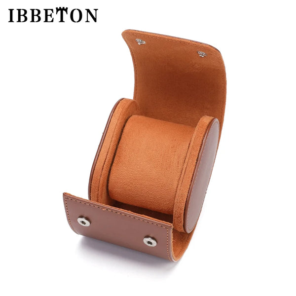 Étui de voyage rouleau en cuir marron pour montres