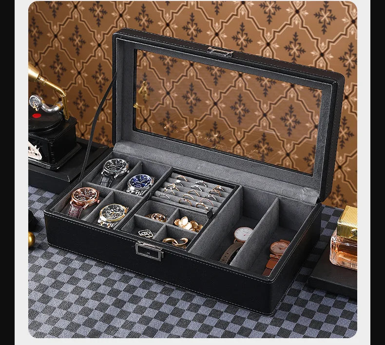 Boîte à montres de luxe verrouillable à étages