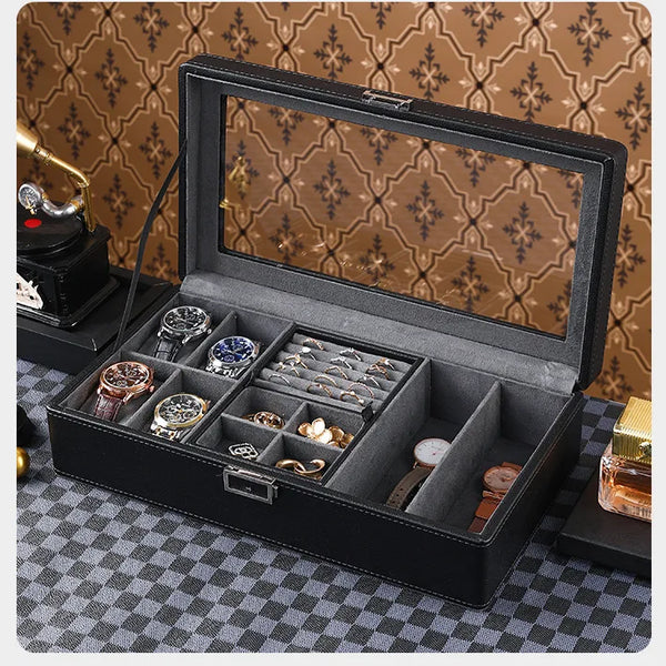 Boîte à montres de luxe verrouillable à étages