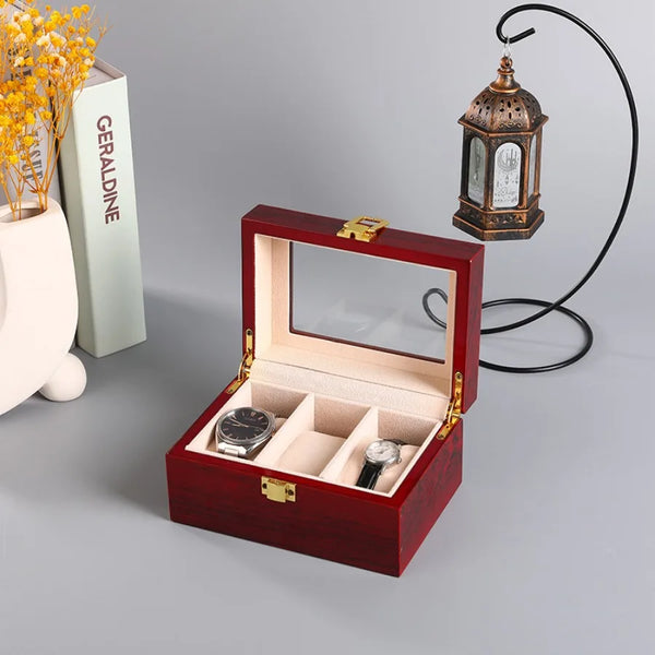 Boîte à montres en bois laquée, format compact