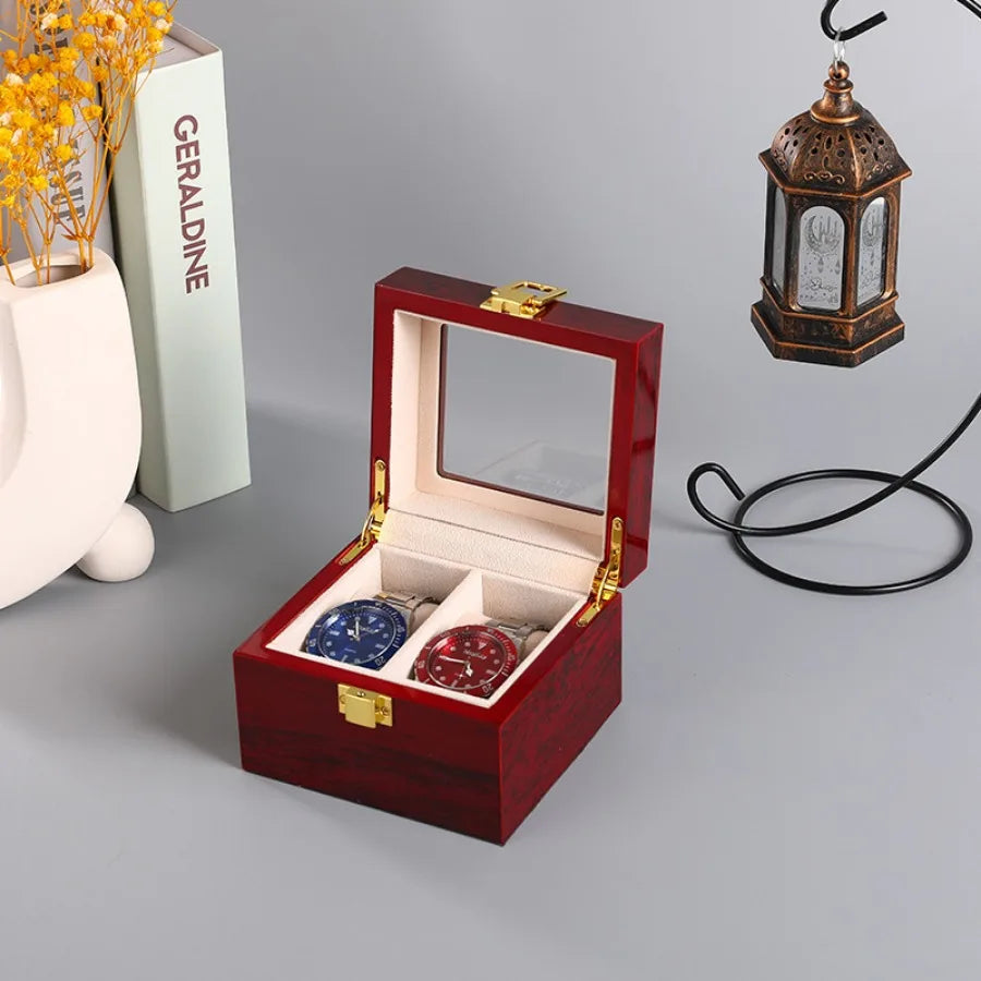 Boîte à montres en bois laquée, format compact
