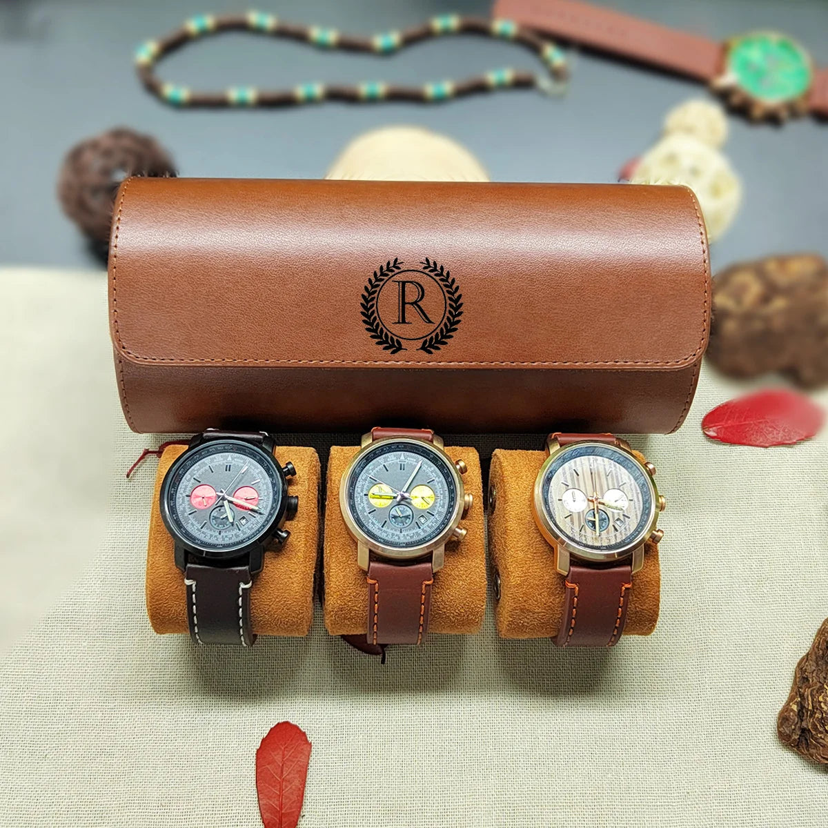 Étui de voyage en cuir personnalisable à graver