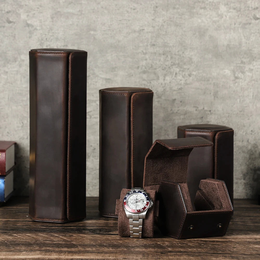 Étui de voyage en cuir véritable, 1 à 3 montres