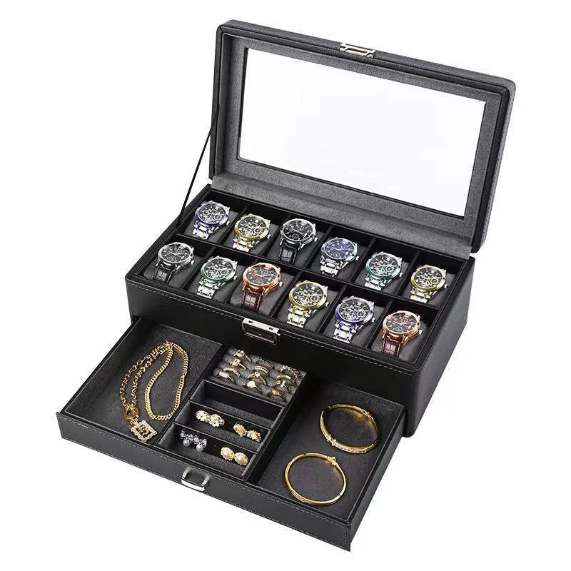 Boîte à montres de luxe verrouillable 12 places