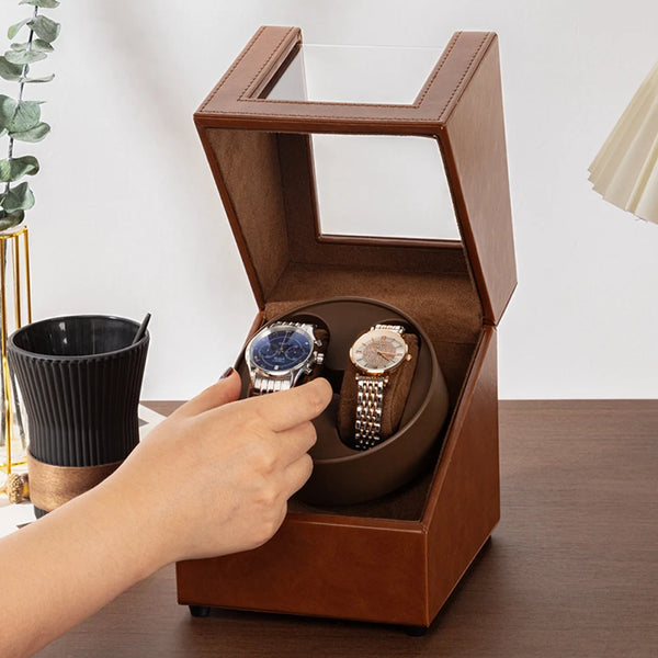 Remontoir de montre en simili cuir, 2 montres