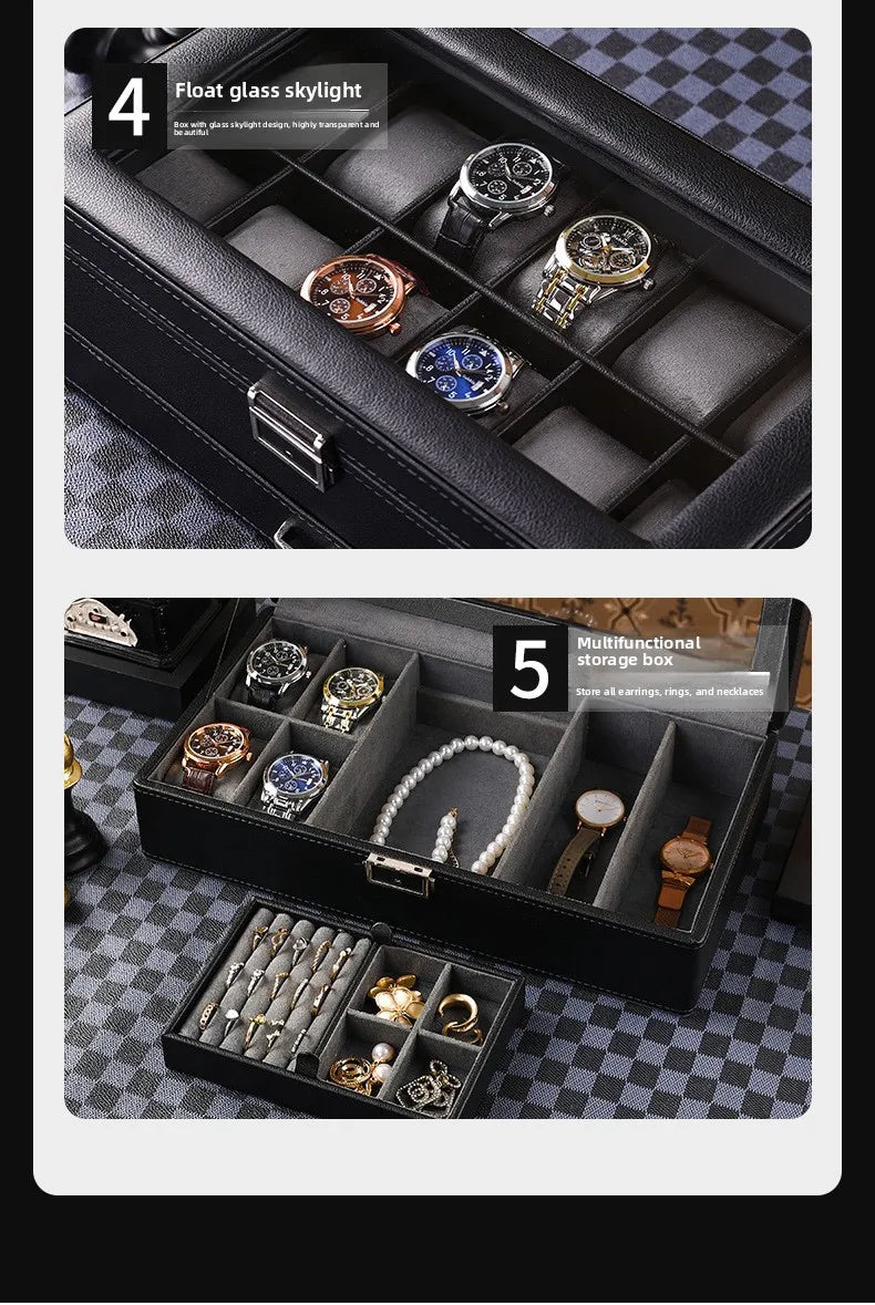 Boîte à montres de luxe verrouillable 12 places