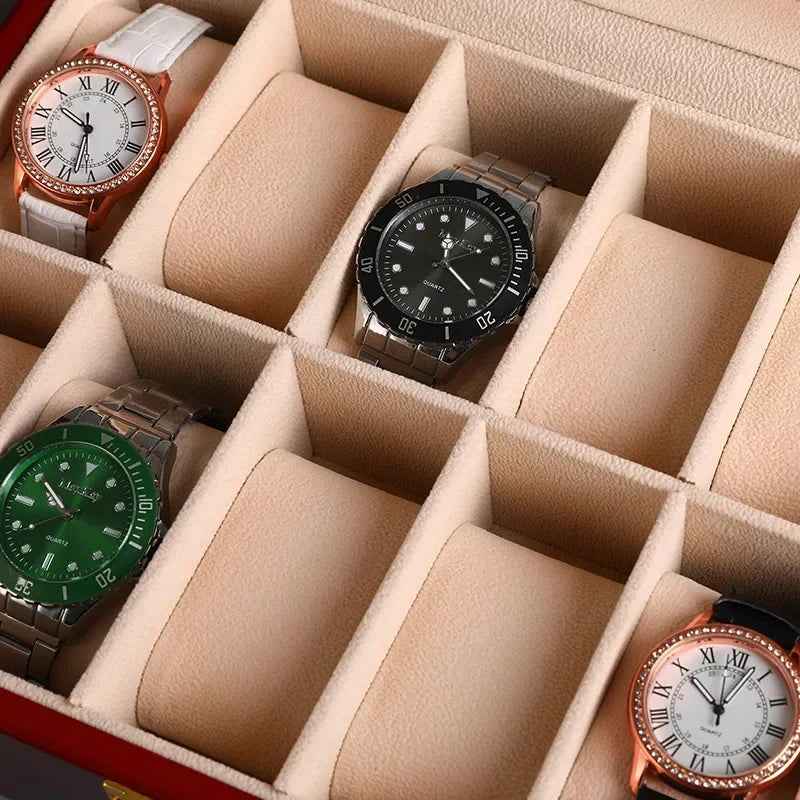 Boîte à montres en bois laquée, grande capacité
