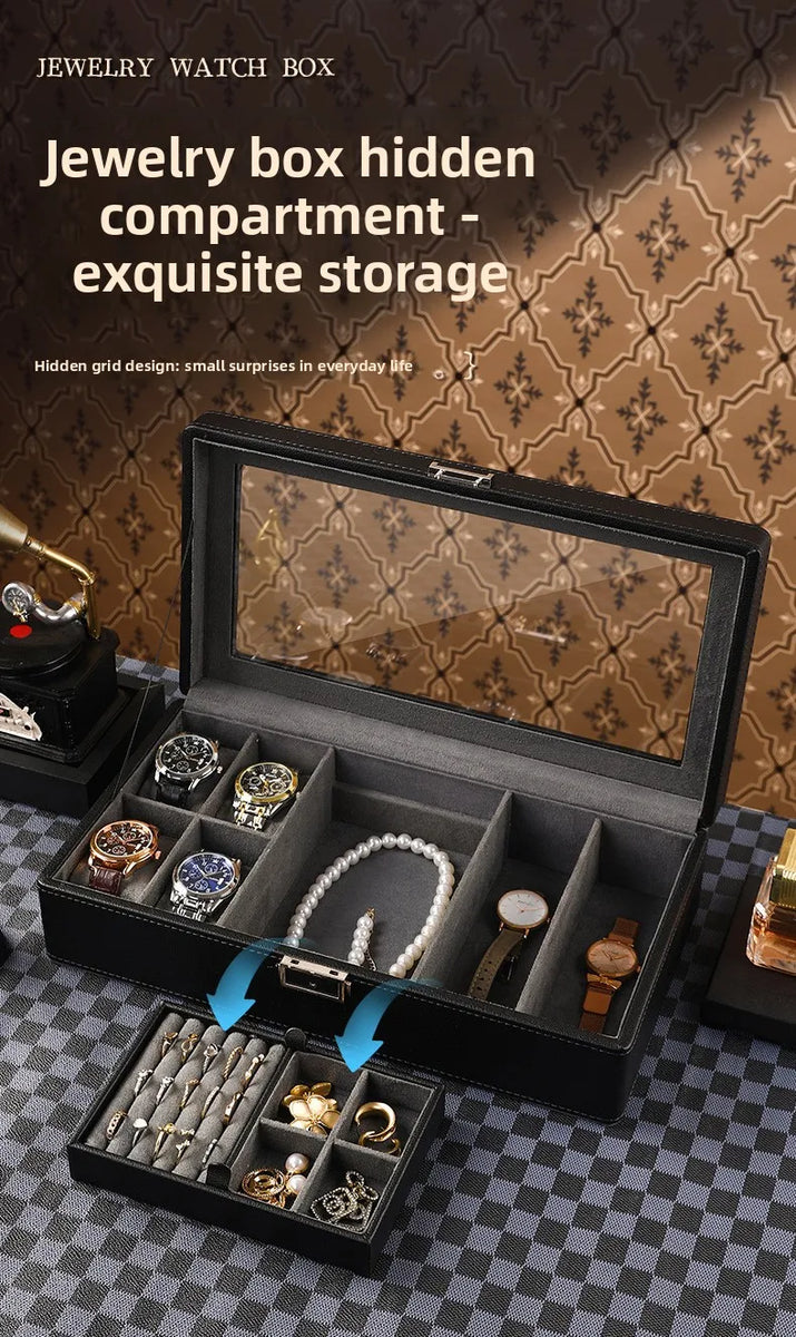 Boîte à montres de luxe verrouillable 12 places