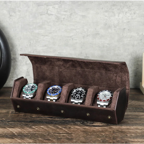 Étui de voyage en cuir véritable, 4 à 8 montres